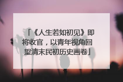 《人生若如初见》即将收官，以青年视角回望清末民初历史画卷