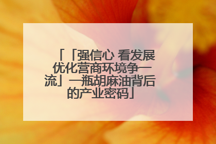 「强信心 看发展 优化营商环境争一流」一瓶胡麻油背后的产业密码