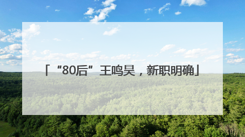 “80后”王鸣昊，新职明确
