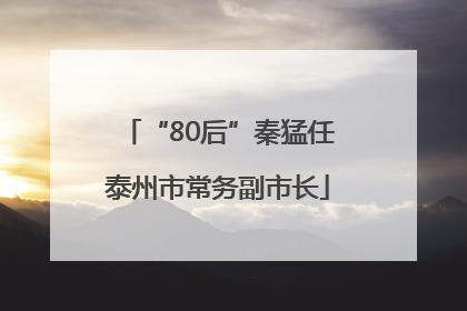 “80后”秦猛任泰州市常务副市长