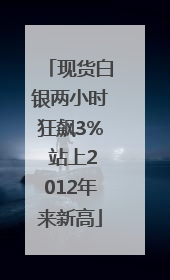 现货白银两小时狂飙3% 站上2012年来新高