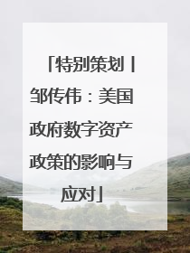 特别策划丨邹传伟：美国政府数字资产政策的影响与应对