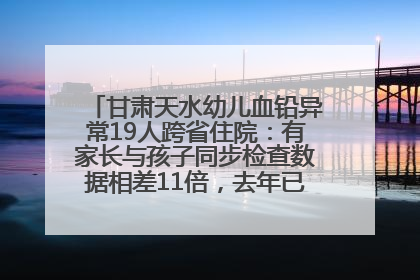 甘肃天水幼儿血铅异常19人跨省住院：有家长与孩子同步检查数据相差11倍，去年已有幼儿出现症状