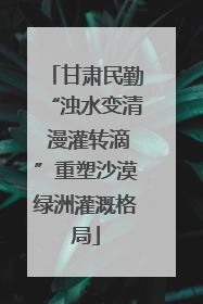 甘肃民勤“浊水变清 漫灌转滴”重塑沙漠绿洲灌溉格局