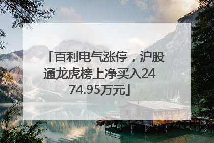 百利电气涨停，沪股通龙虎榜上净买入2474.95万元