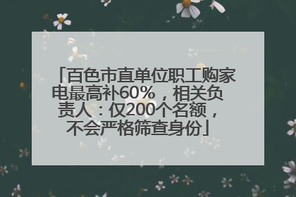 百色市直单位职工购家电最高补60％，相关负责人：仅200个名额，不会严格筛查身份