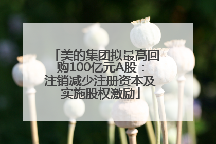 美的集团拟最高回购100亿元A股：注销减少注册资本及实施股权激励