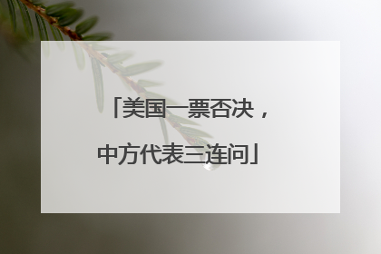 美国一票否决，中方代表三连问