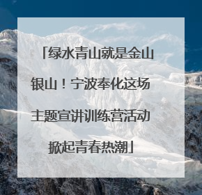 绿水青山就是金山银山！宁波奉化这场主题宣讲训练营活动掀起青春热潮