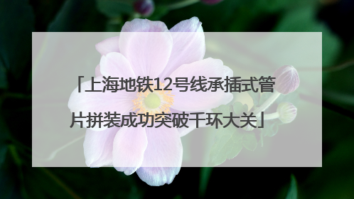 上海地铁12号线承插式管片拼装成功突破千环大关