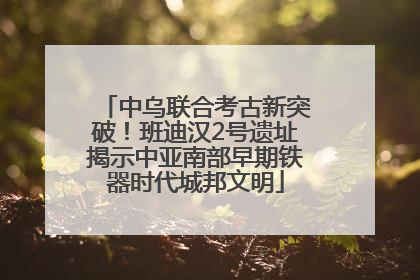 中乌联合考古新突破！班迪汉2号遗址揭示中亚南部早期铁器时代城邦文明