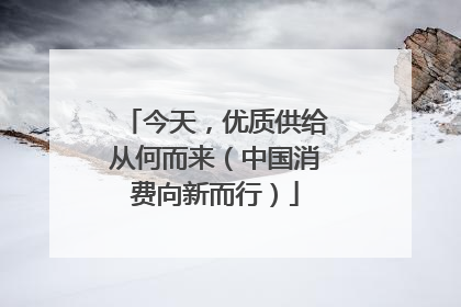 今天，优质供给从何而来（中国消费向新而行）