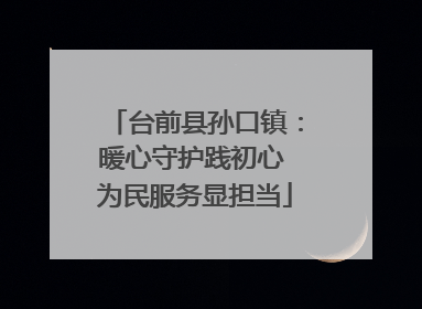 台前县孙口镇：暖心守护践初心 为民服务显担当