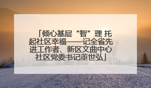 倾心基层“智”理 托起社区幸福——记全省先进工作者、新区文曲中心社区党委书记董世弘