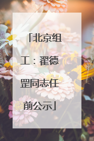 北京组工：翟德罡同志任前公示