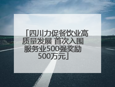 四川力促餐饮业高质量发展 首次入围服务业500强奖励500万元
