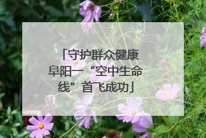 守护群众健康 阜阳一“空中生命线”首飞成功