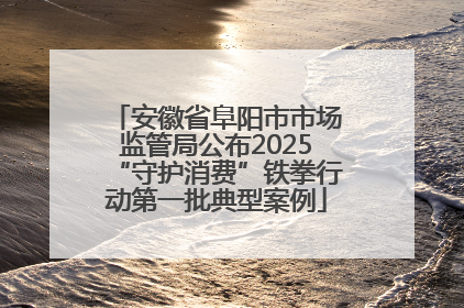 安徽省阜阳市市场监管局公布2025“守护消费”铁拳行动第一批典型案例