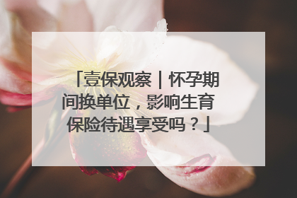 壹保观察｜怀孕期间换单位，影响生育保险待遇享受吗？