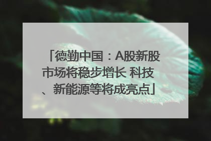 德勤中国：A股新股市场将稳步增长 科技、新能源等将成亮点