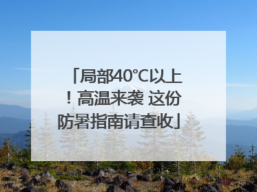 局部40℃以上！高温来袭 这份防暑指南请查收