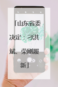 山东省委决定：刁洪斌、荣刚履新