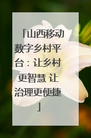 山西移动数字乡村平台：让乡村更智慧 让治理更便捷