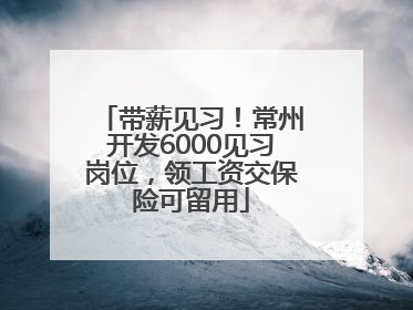 带薪见习！常州开发6000见习岗位，领工资交保险可留用