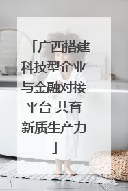 广西搭建科技型企业与金融对接平台 共育新质生产力