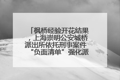 枫桥经验开花结果，上海崇明公安城桥派出所依托刑事案件“负面清单”强化派出所“主防”