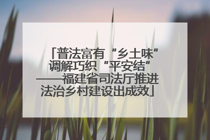 普法富有“乡土味” 调解巧织“平安结”——福建省司法厅推进法治乡村建设出成效