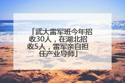 武大雷军班今年招收30人，在湖北招收5人，雷军亲自担任产业导师