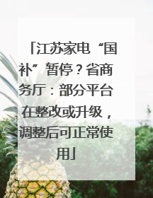 江苏家电“国补”暂停？省商务厅：部分平台在整改或升级，调整后可正常使用