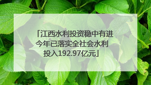 江西水利投资稳中有进 今年已落实全社会水利投入192.97亿元