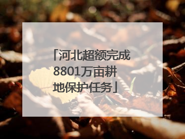 河北超额完成8801万亩耕地保护任务