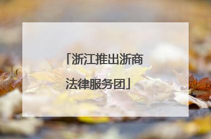 浙江推出浙商法律服务团