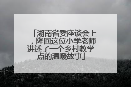 湖南省委座谈会上，隆回这位小学老师讲述了一个乡村教学点的温暖故事
