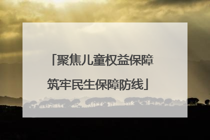 聚焦儿童权益保障 筑牢民生保障防线