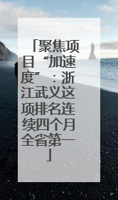 聚焦项目“加速度”：浙江武义这项排名连续四个月全省第一