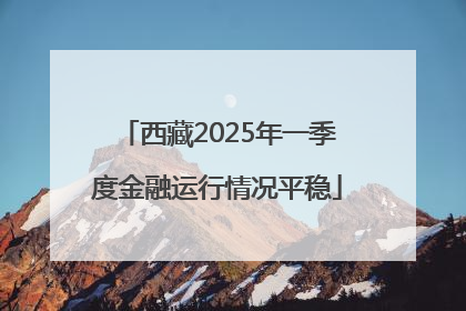 西藏2025年一季度金融运行情况平稳