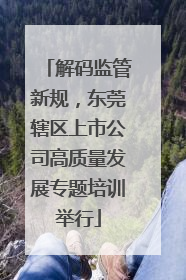 解码监管新规，东莞辖区上市公司高质量发展专题培训举行