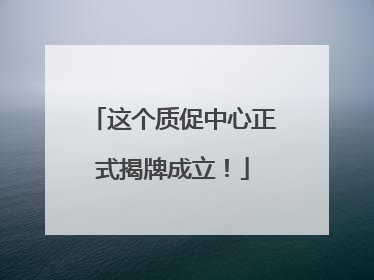 这个质促中心正式揭牌成立！