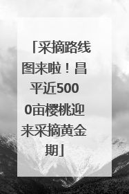 采摘路线图来啦！昌平近5000亩樱桃迎来采摘黄金期