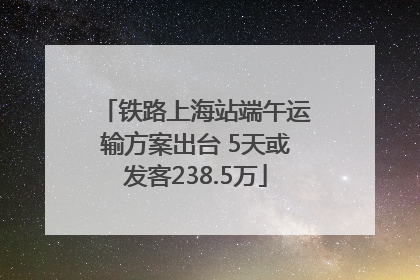铁路上海站端午运输方案出台 5天或发客238.5万