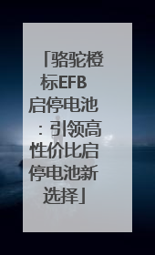 骆驼橙标EFB启停电池：引领高性价比启停电池新选择