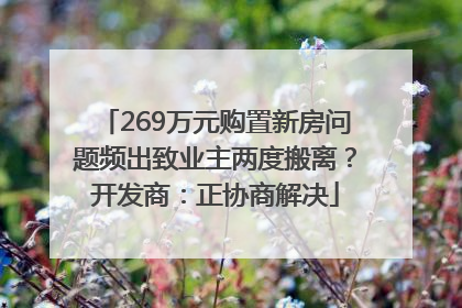 269万元购置新房问题频出致业主两度搬离？开发商：正协商解决